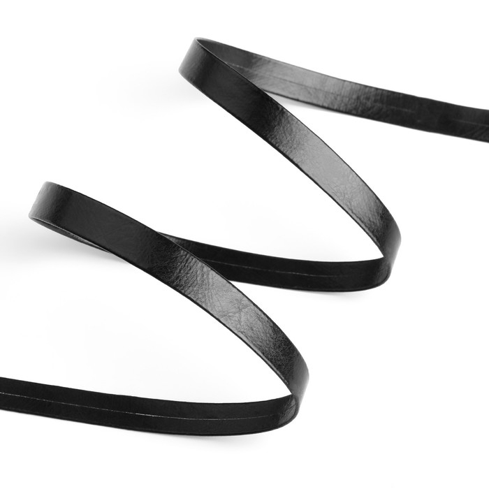 Косая бейка, кожаная, 8 мм &times; 10 &plusmn; 1 м, цвет чёрный
