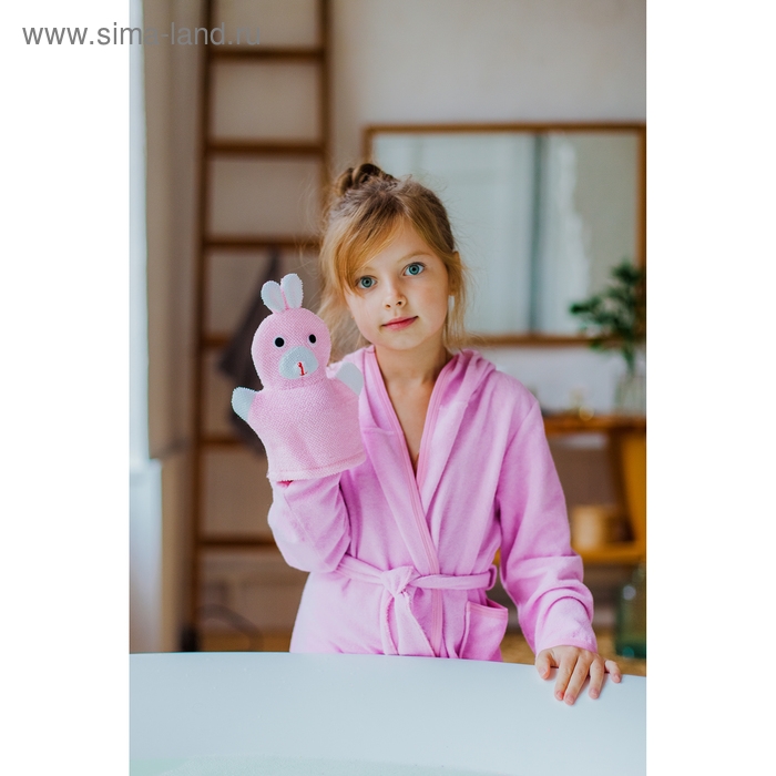 Мочалка - варежка детская для купания Доляна &laquo;Зайка&raquo;, 23 см