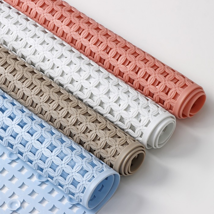 Коврик противоскользящий в ванну на присосках Доляна &laquo;Клеточка&raquo;, 50&times;50 см, цвет МИКС