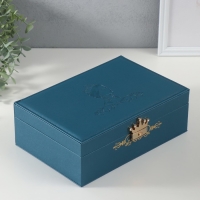 Шкатулка кожзам для украшений "Царица" синяя 18х27х9 см