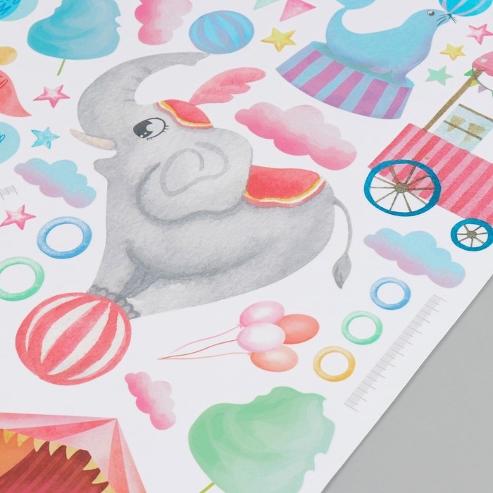 Наклейка интерьерная цветная ростомер Наклейка интерьерная цветная ростомер "Представление в цирке" 50х70 см