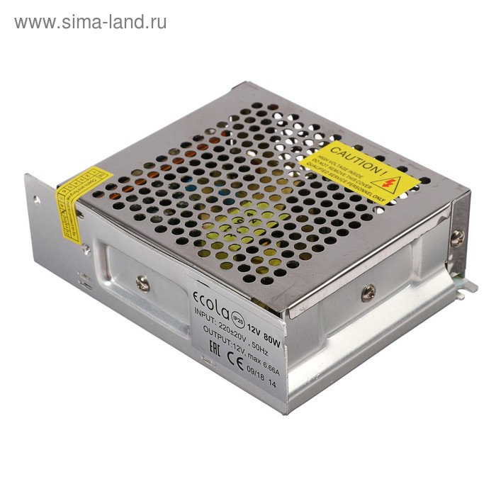 Блок питания Ecola для светодиодной ленты 12 В, 80 Вт, IP20 Блок питания Ecola для светодиодной ленты 12 В, 80 Вт, IP20