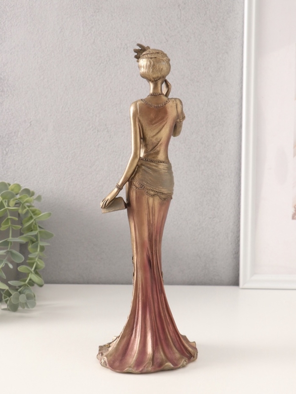 Сувенир полистоун "Агнесс в платье 20-30-х годов с розами" 11,5х10х31,5 см