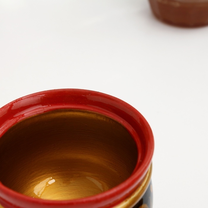 Солонка &laquo;Ягодка&raquo;, с крышкой, большая, 10&times;8 см, хохлома