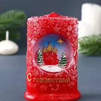 Свеча фигурная "Снежное Рождество" 7х4х10,5 см, цв. красный