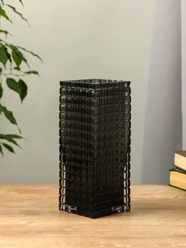 Ваза стекло настольная "Валери" кубики, 24,5х10 см, серый