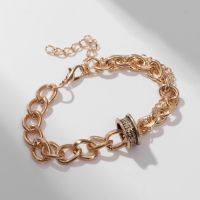 Браслет металл &laquo;Колесо&raquo; цепь, цвет чернёное золото, L=16 см