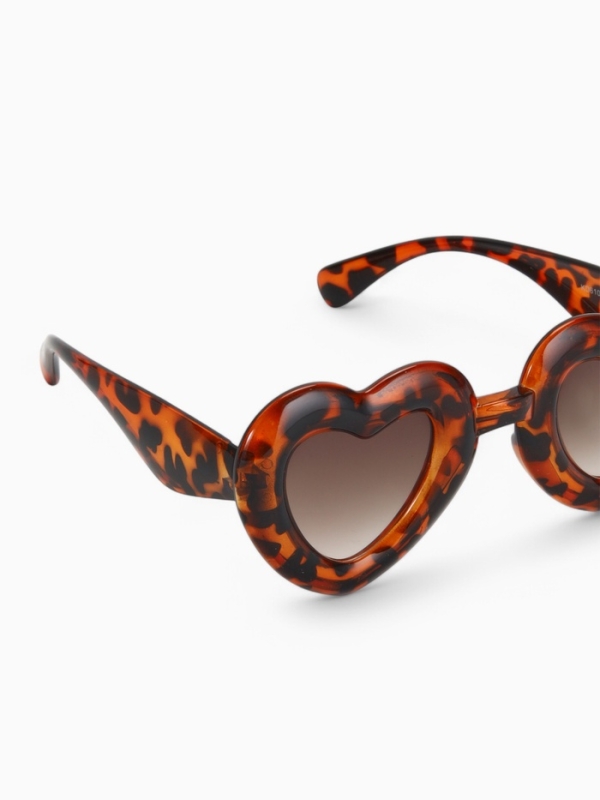 Очки-сердечки солнцезащитные детские, uv 400, ширина 13.5 см, дужка 13.5 см, леопардовые
