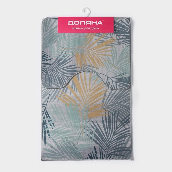 Коврики для ванной и туалета Доляна &laquo;Тропики&raquo;, 2 шт: 50&times;80 см, 40&times;50 см