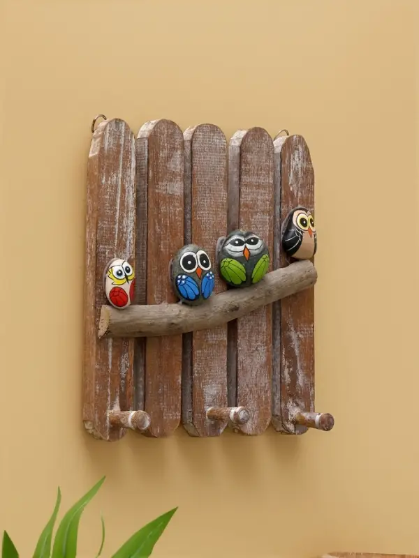 Вешалка "Воробьи на ветке" дерево Албезия 23х23х6 см