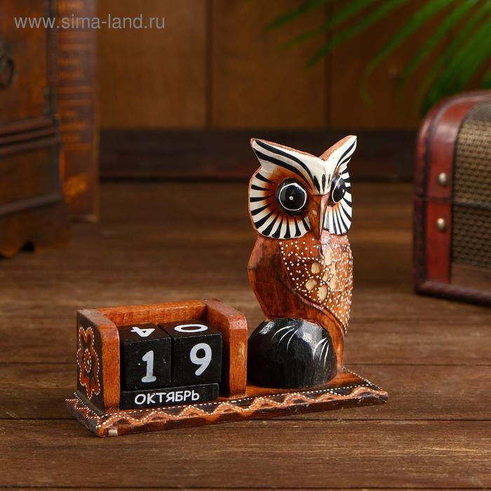 Календарь настольный &laquo;Филин&raquo;, 15&times;5&times;14 см, дерево