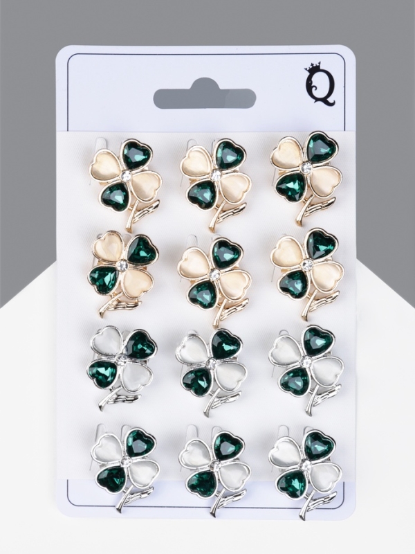 Брошь &laquo;Клевер&raquo; на удачу, МИКС, (неделимая фасовка 12 шт., цена за шт.)