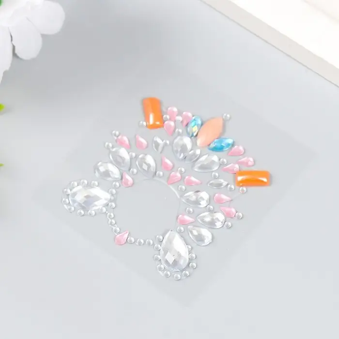 Наклейка пластик стразы "Украшение. Вспышка" МИКС 5,5х5,9 см