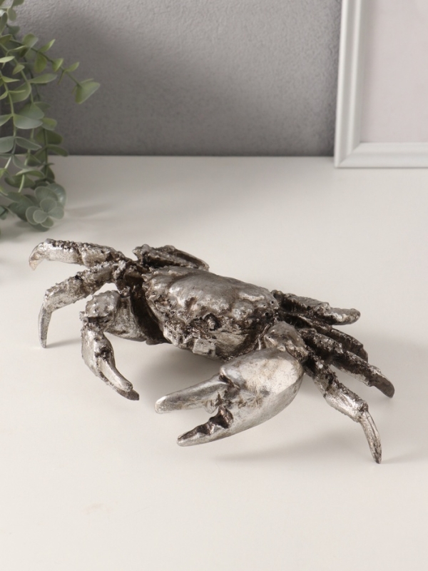 Сувенир полистоун "Серебристый краб" 30х19,5х7 см
