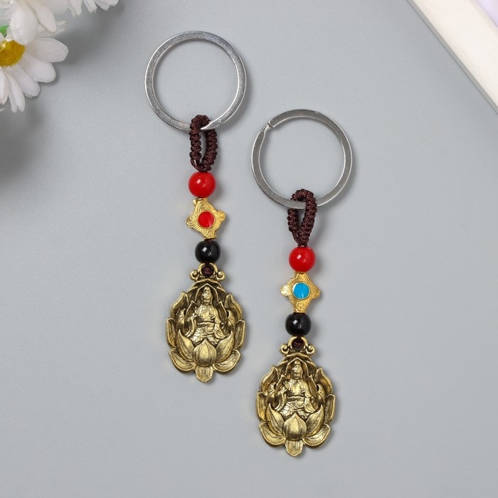 Брелок металл нэцке Брелок металл нэцке "Хотей в лотосе" 5 монет набор 2 шт h=7,5 см