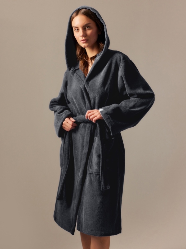 Халат махровый с капюшоном женский SL HOME: Basic "Гри Сандре", р-р L, 100% хл, 420 г/м2