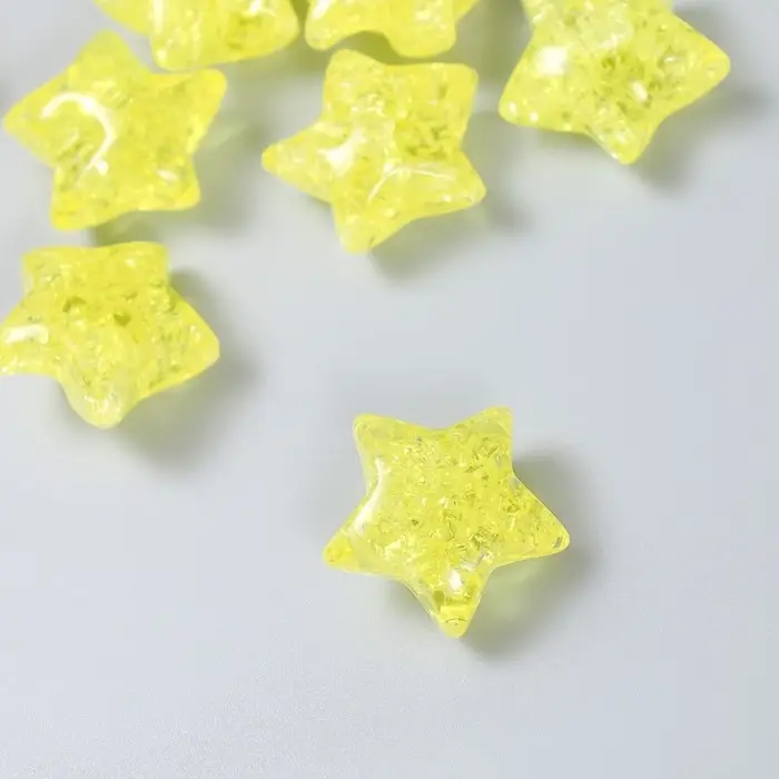 Бусина для рукоделия и плетения &laquo;Арт Узор. Звезда. Колотый лёд&raquo;, пластик, прозрачно-жёлтая, 1.3&times;2.6&times;2.6 см