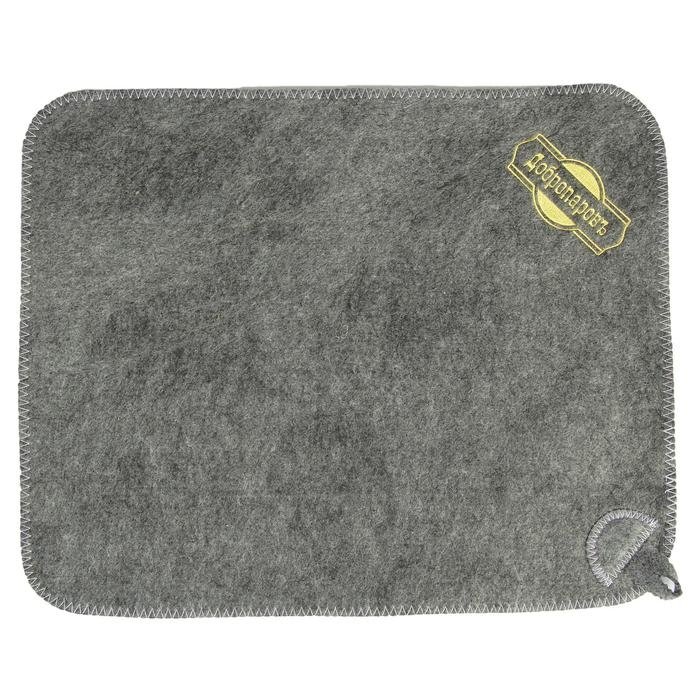 Коврик для бани и сауны, серый с золотой вышивкой "ДОБРОПАРОВЪ"