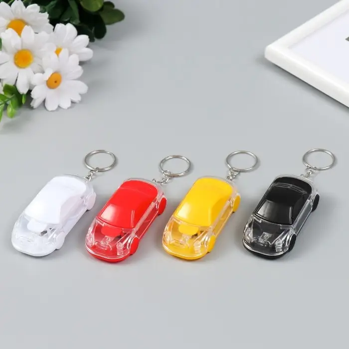 Фонарик брелок для ключей на кольце &laquo;Машина&raquo;, с открывашкой, мигает, 2.7&times;3.6&times;7.8 см, МИКС