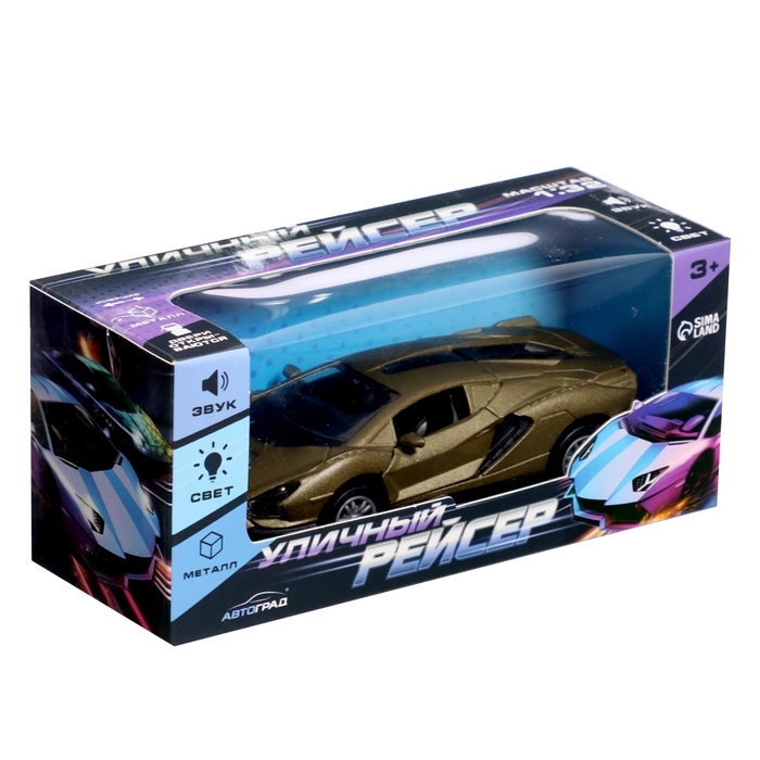 Машина металлическая &laquo;Уличный рейсер&raquo;, инерционная, 1:32, открываются двери, звуковые и световые эффекты, цвет зелёный