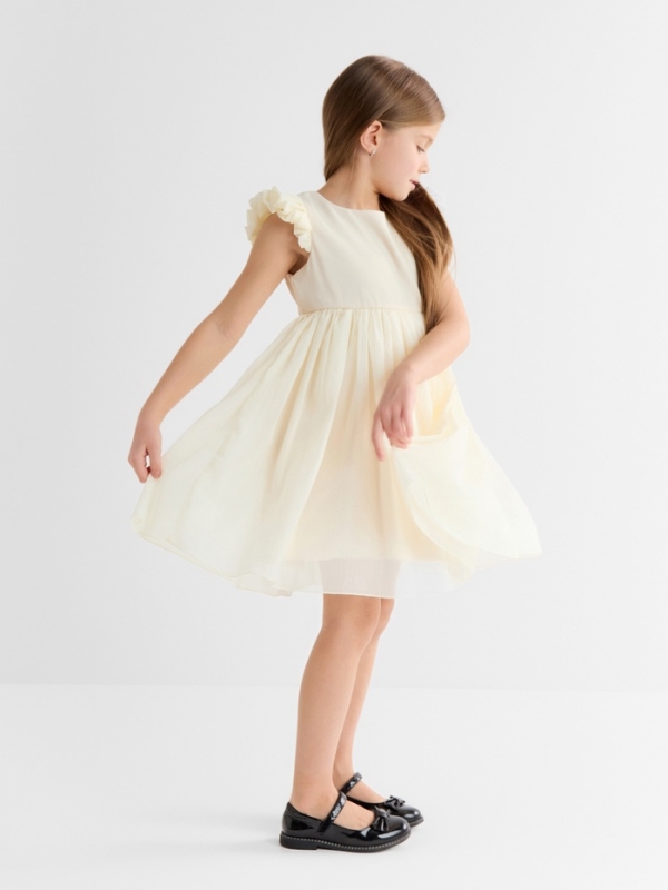 Платье для девочки, MINAKU :Party Dress, цвет молочный, рост 98 см Платье для девочки, MINAKU :Party Dress, цвет молочный, рост 98 см