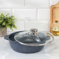 Жаровня Мечта &laquo;Гранит&raquo;, 3 л, d=26 см, h=8 см, антипригарное покрытие, стеклянная крышка, серая