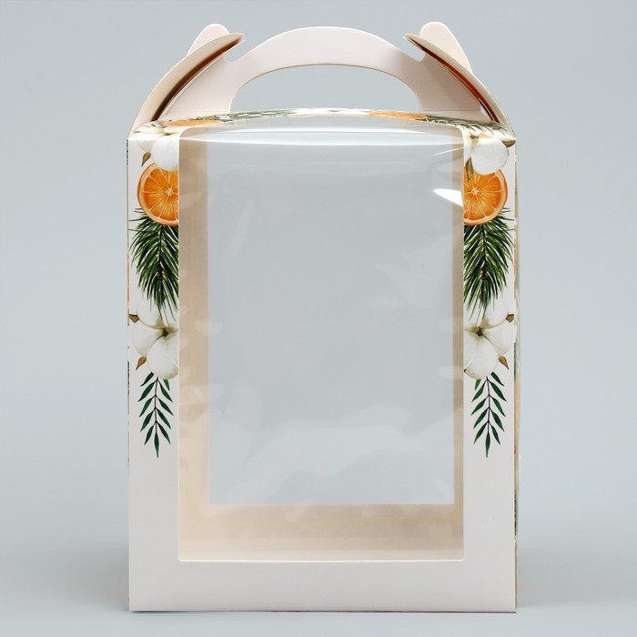 Складная коробка под маленький торт &laquo;Апельсины&raquo;, 15 х 15 х 18 см, Новый год