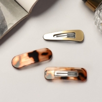 Невидимка для волос "Беатрис" (набор 6 шт) пятнышки люкс, 5 см, золотисто-коричневый