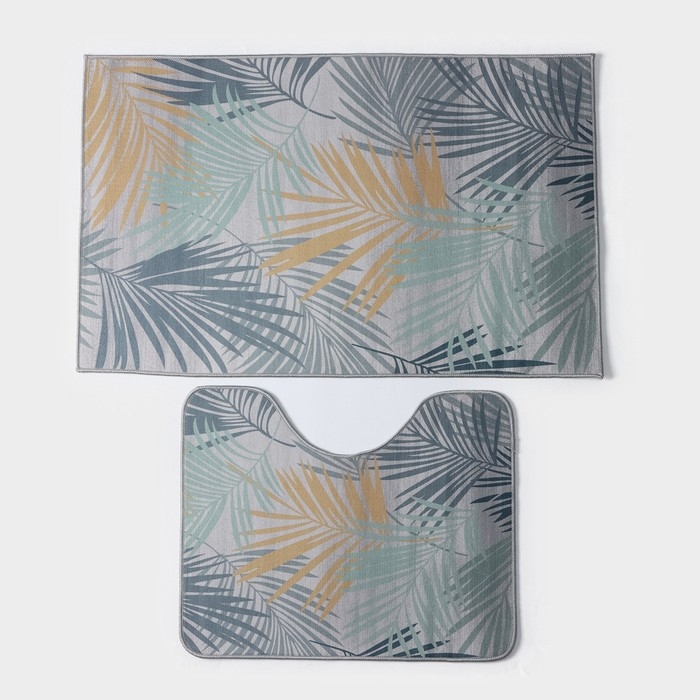 Коврики для ванной и туалета Доляна &laquo;Тропики&raquo;, 2 шт: 50&times;80 см, 40&times;50 см