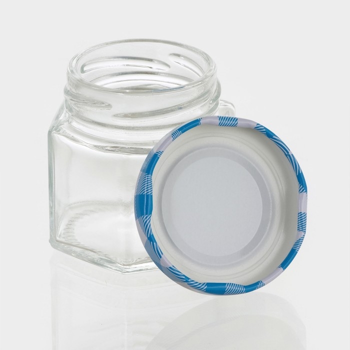 Банка стеклянная для хранения сыпучих продуктов &laquo;Классика&raquo;, 65 мл, 5,5&times;5,4 см, с металлической крышкой, цвет синий