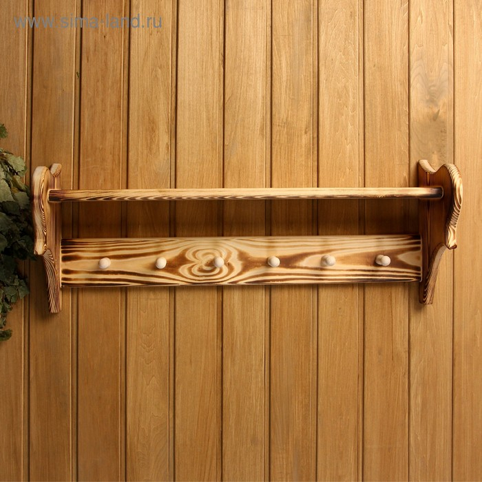 Полка вешалка большая, обожжённая, 6 крючков, 72×23×17 см Полка вешалка большая, обожжённая, 6 крючков, 72×23×17 см