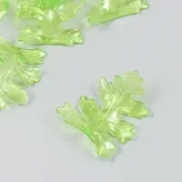 Декор для творчества пластик "Листья" прозрачный зелёный набор 20 гр 0,4х4х5,2 см