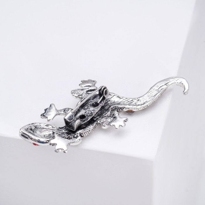 Брошь &laquo;Ящерица&raquo; тритон, цветная в чернёном серебре