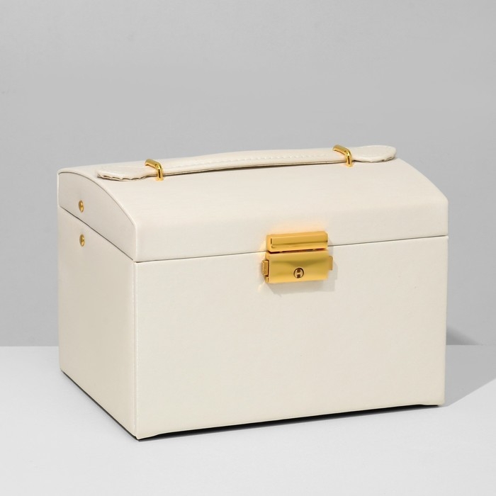 Подставка для украшений &laquo;Шкатулка&raquo; раздвижная с зеркалом, 17.5&times;14&times;13.5, цвет белый