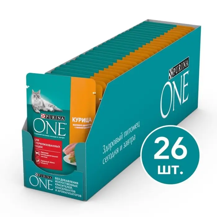 Влажный корм Purinа One для стерилизованных кошек, курица/фасоль, 75 г