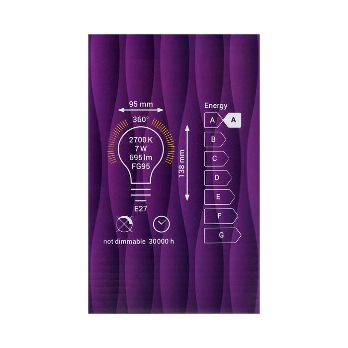 Лампа светодиодная REV LED FILAMENT VINTAGE, G95, E27, 7 Вт, 2700 K, шар, теплый свет