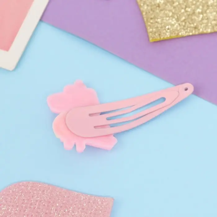 Невидимка для волос "Адель" (набор 2 шт) крокодил, 5,5 см, розовый