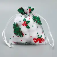 Мешочек подарочный органза &laquo;Рябина&raquo;, 10 х 12 см +/- 1.5 см