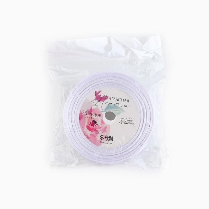 Лента атласная с тиснением «Ручная работа», белая, 2 см х 22.5 м Лента атласная с тиснением «Ручная работа», белая, 2 см х 22.5 м