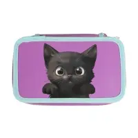 Пенал 3 секции, 125 х 205 х 55 мм, Calligrata 30П26/3 "Кот чёрный", ламинированный картон