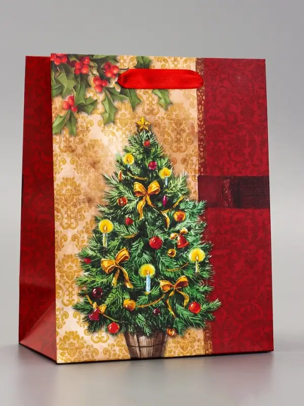 Пакет подарочный ламинированный "Новогодняя ёлка" 18 х 23 х 10 см