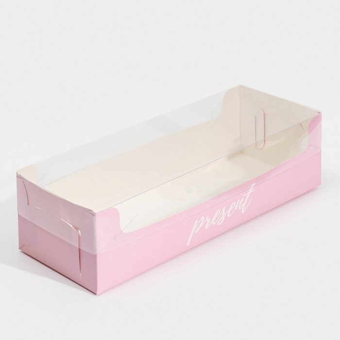 Кондитерская упаковка, коробка для кекса с PVC крышкой, Present, 30 х 8 х 11 см