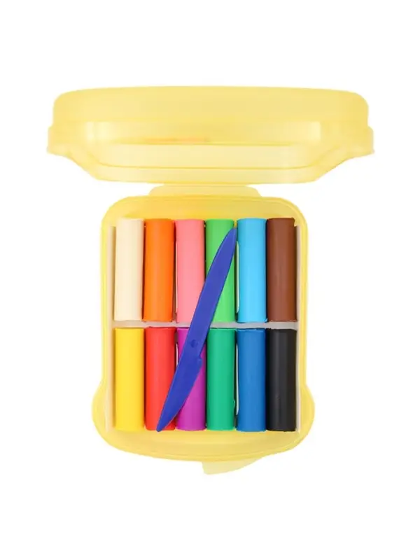 Пластилин мягкий (восковой) 12цв 180г "Кроха" в контейнере, формочки + стек