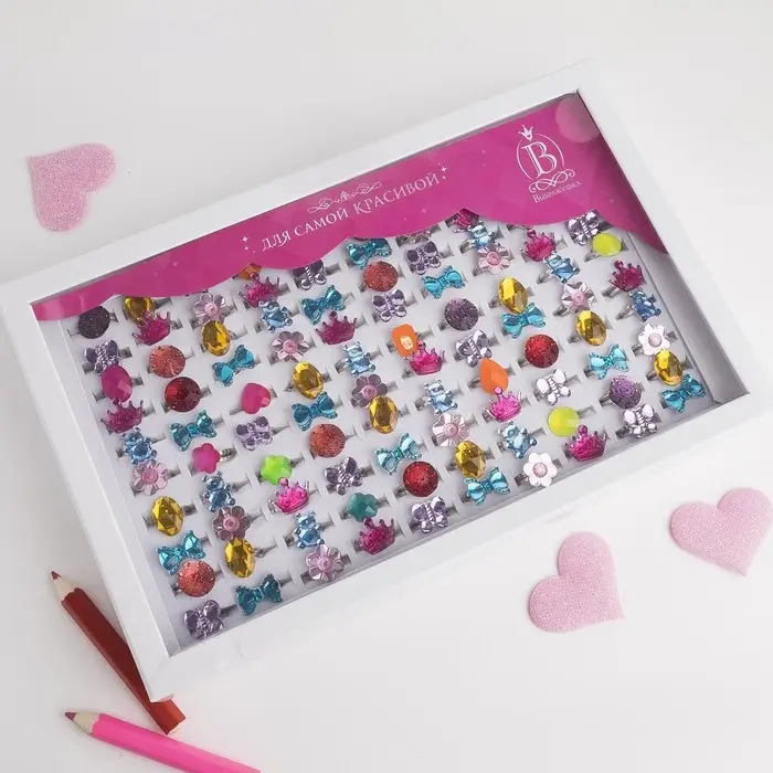 Кольцо детское &laquo;Выбражулька&raquo; радости, форма МИКС, цвет МИКС в серебре