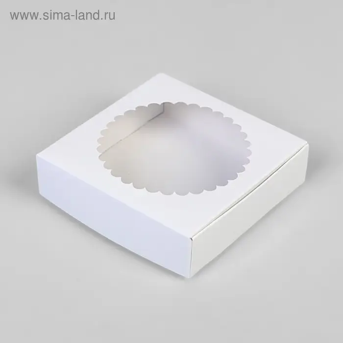 Подарочная коробка сборная с окном, белый, 11.5&times;11.5&times;3 см