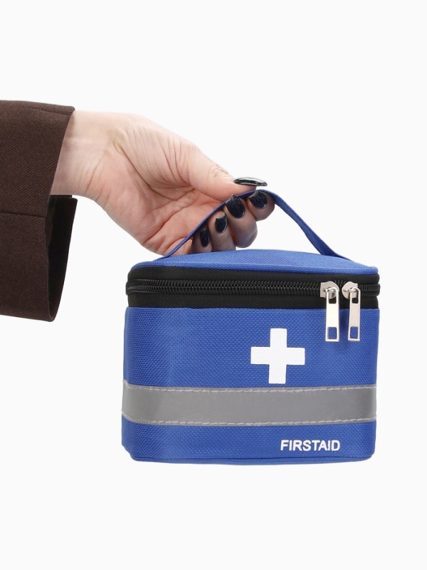 Косметичка-сундук Аптечка, 14*10*10, отд на молнии, синий