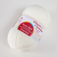 Пряжа "Пчелка" 100% акрил 500м/100гр (01,белый) Пряжа "Пчелка" 100% акрил 500м/100гр (01,белый)