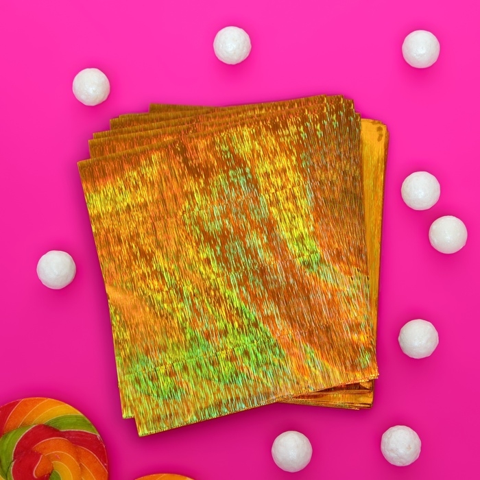 Пакет подарочный голографический с липкой лентой, "Звездное небо", 10x10+2 см набор 50шт