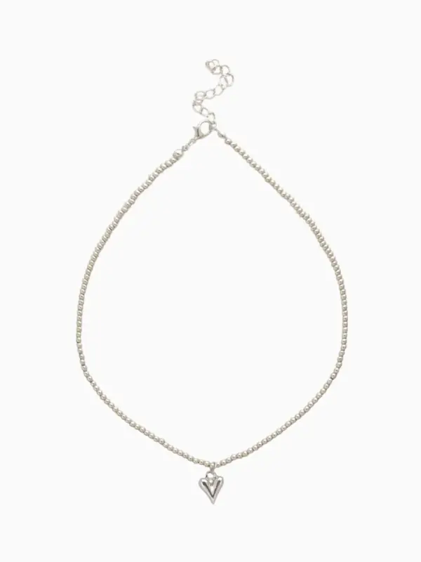 Колье "Сердце" под гематит, цвет серебро