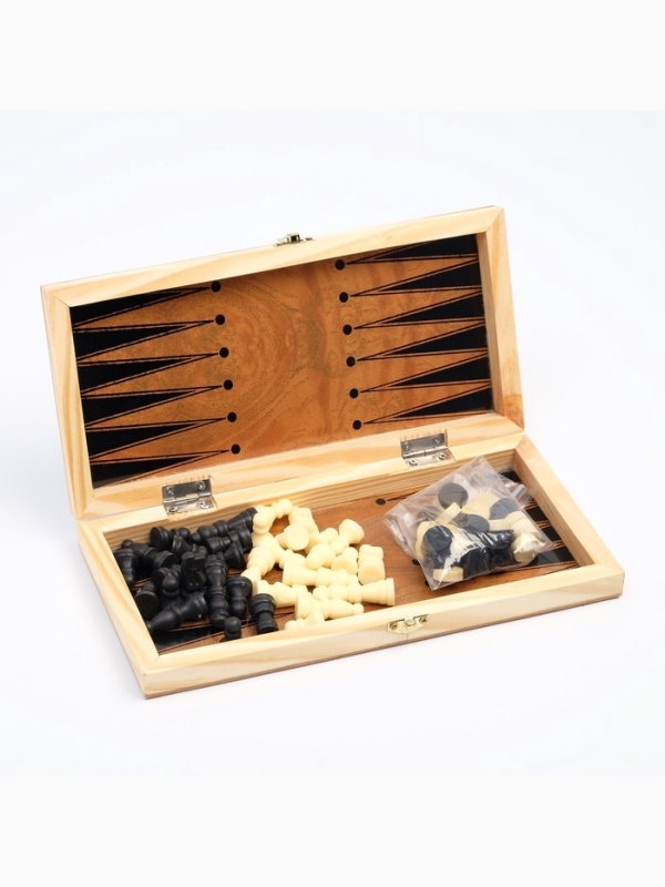 Настольная игра 3 в 1 "Цейтнот": шахматы, шашки, нарды, 24 х 24 см